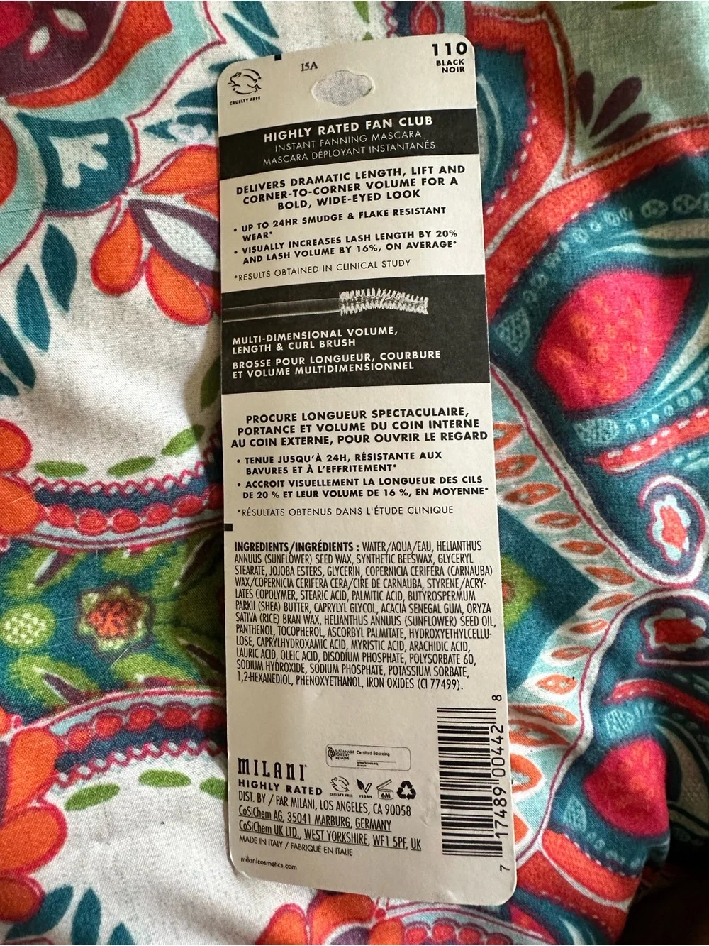 Milani Mascara Packaging in Black, White, Gold